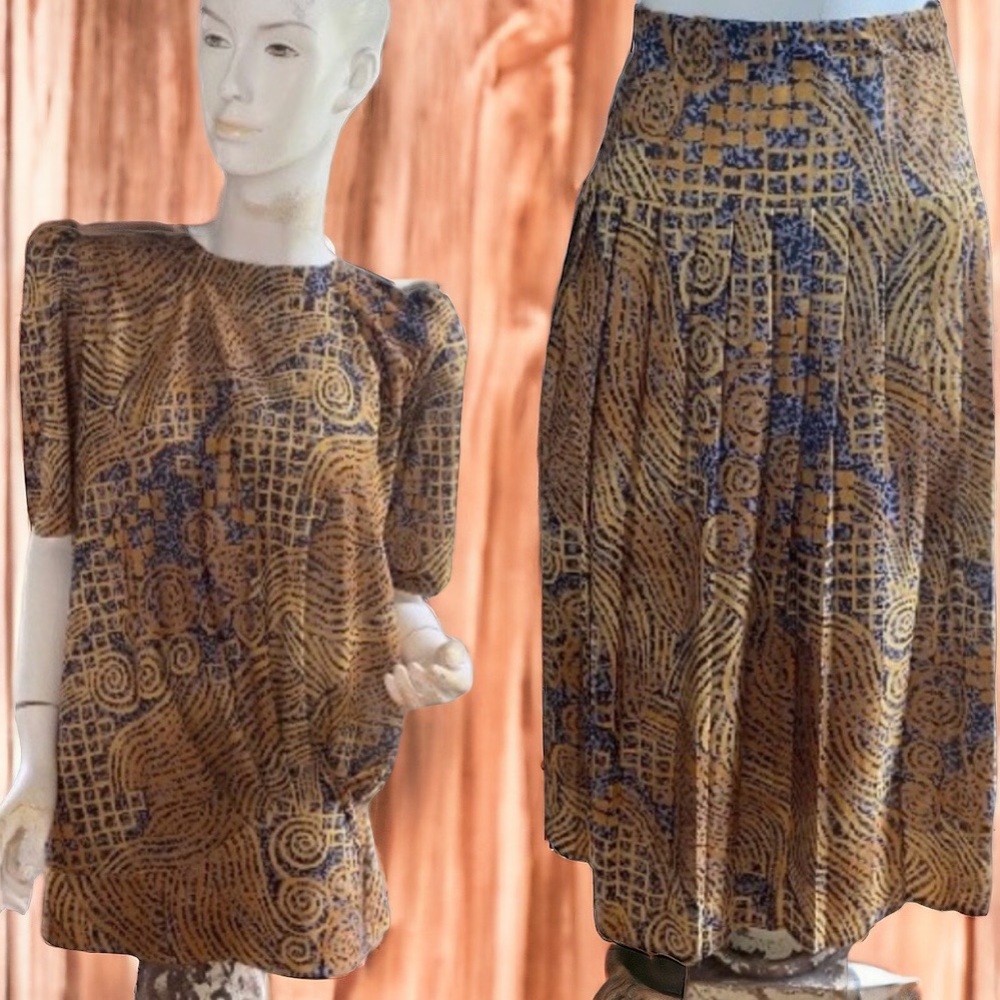 ❄️ 50% off winter Norma Rick 2 pc vintage geometric print hippie skirt/top 42/L
